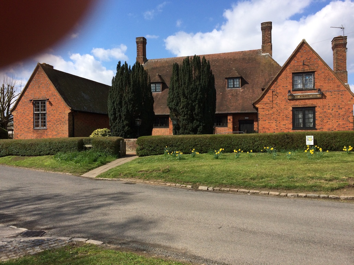 TEWIN MEMORIAL HALL WAS BUILT IN 1920 BY BARON OTTO BEIT TO THE MEMORY OF HIS SONS WHO DIED IN THE GREAT WAR. AND GIVEN TO THE VILLAGE FOR THE BENEFIT OF THE VILLAGERS.